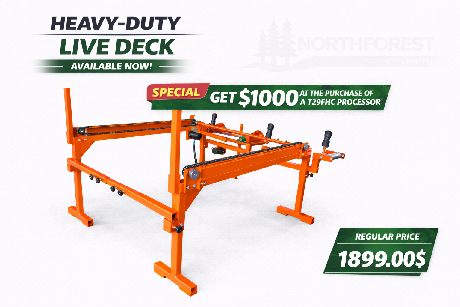 north forest live deck promo LOG TABLE with chains