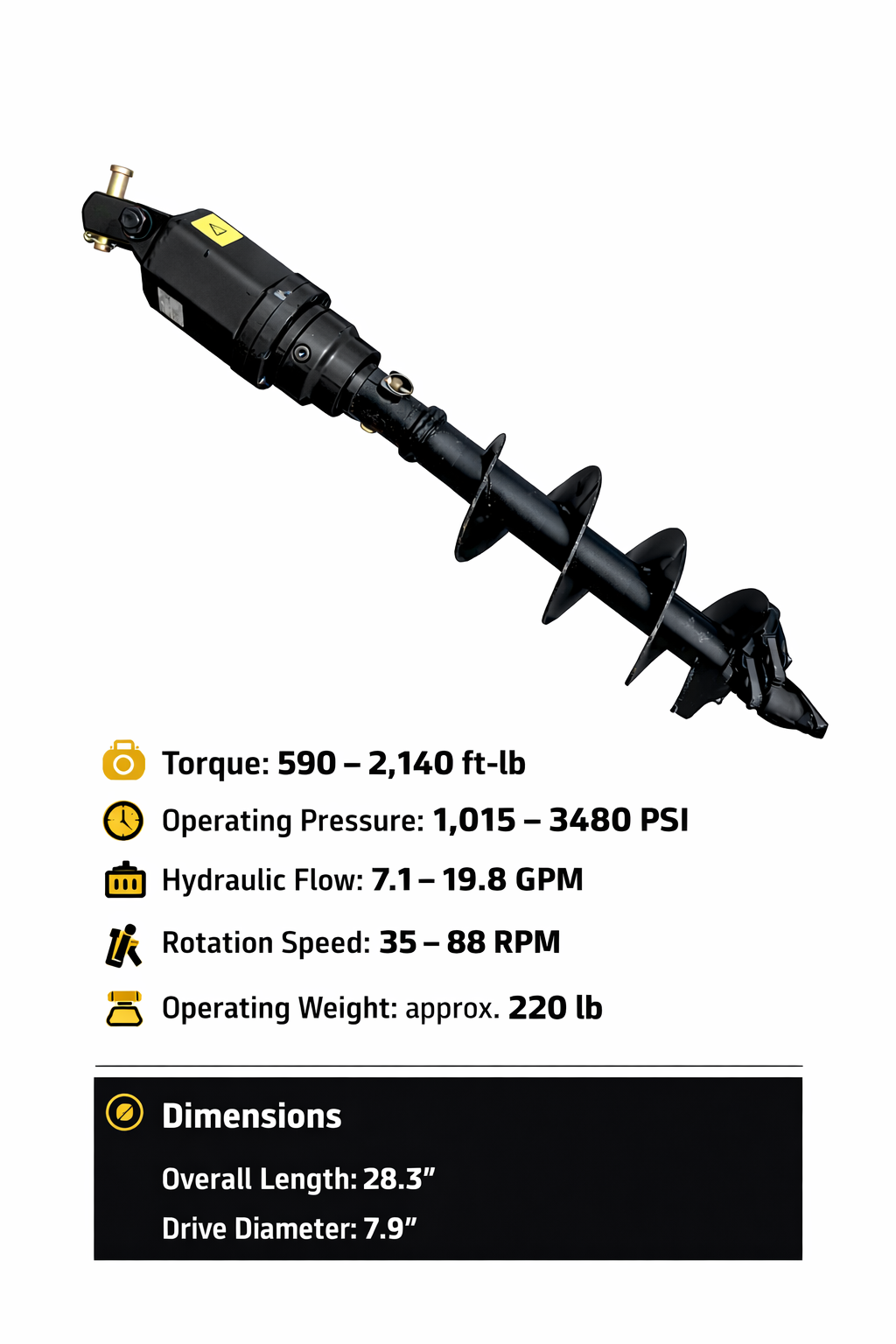 AUGER 30MM PINS HYDRAULIC AUGER TARRIERE HYDAULIQUE MINI EXCAVATOR AUGER