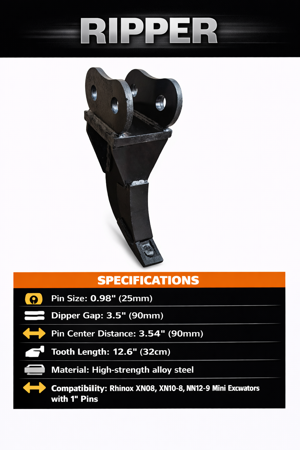 excavator RIPPER 25mm pins ripper