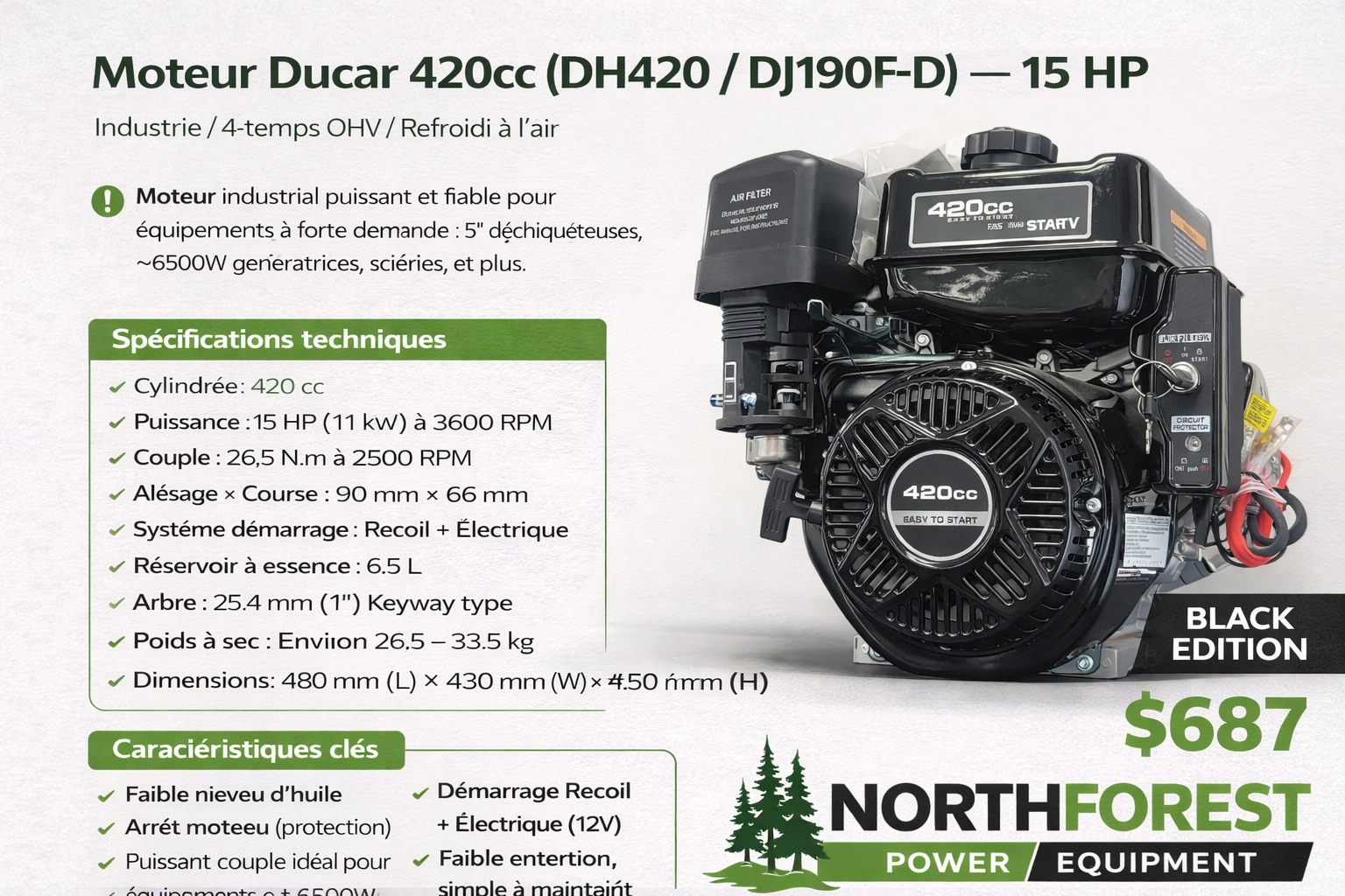 DUCAR DH420 15HP 15HP ENGINE