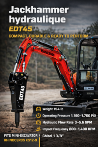 Mini Jackhammer marteau hydraulique excavatrice hydraulic jackhammer EDT45/200