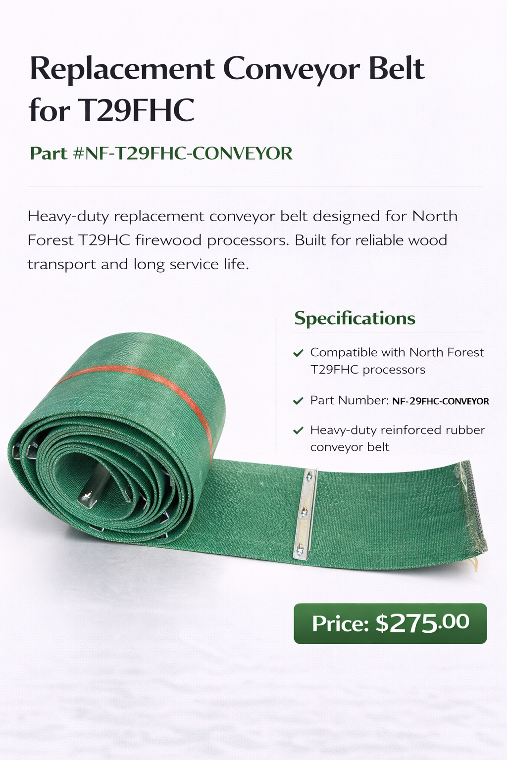 North Forest T29FHC processors Conveyor