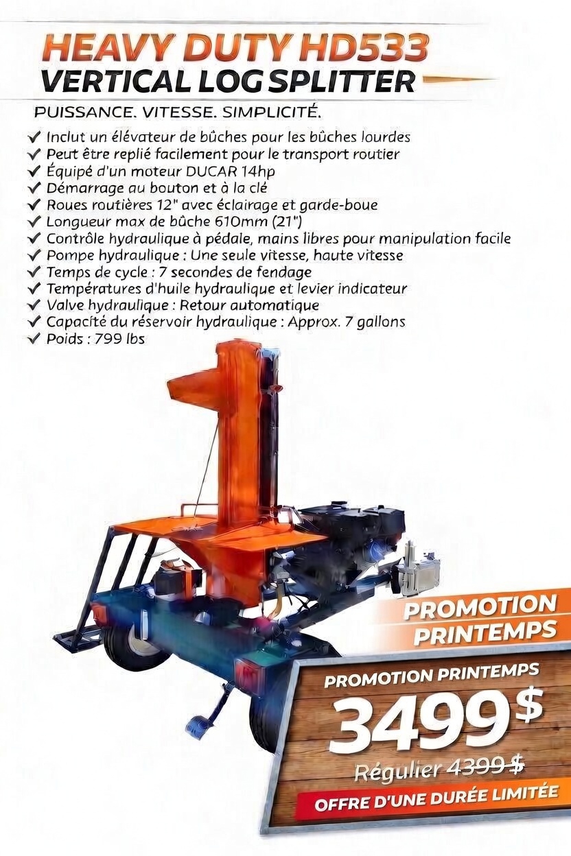 LOG LIFT Vertical wood splitter NF-HD533