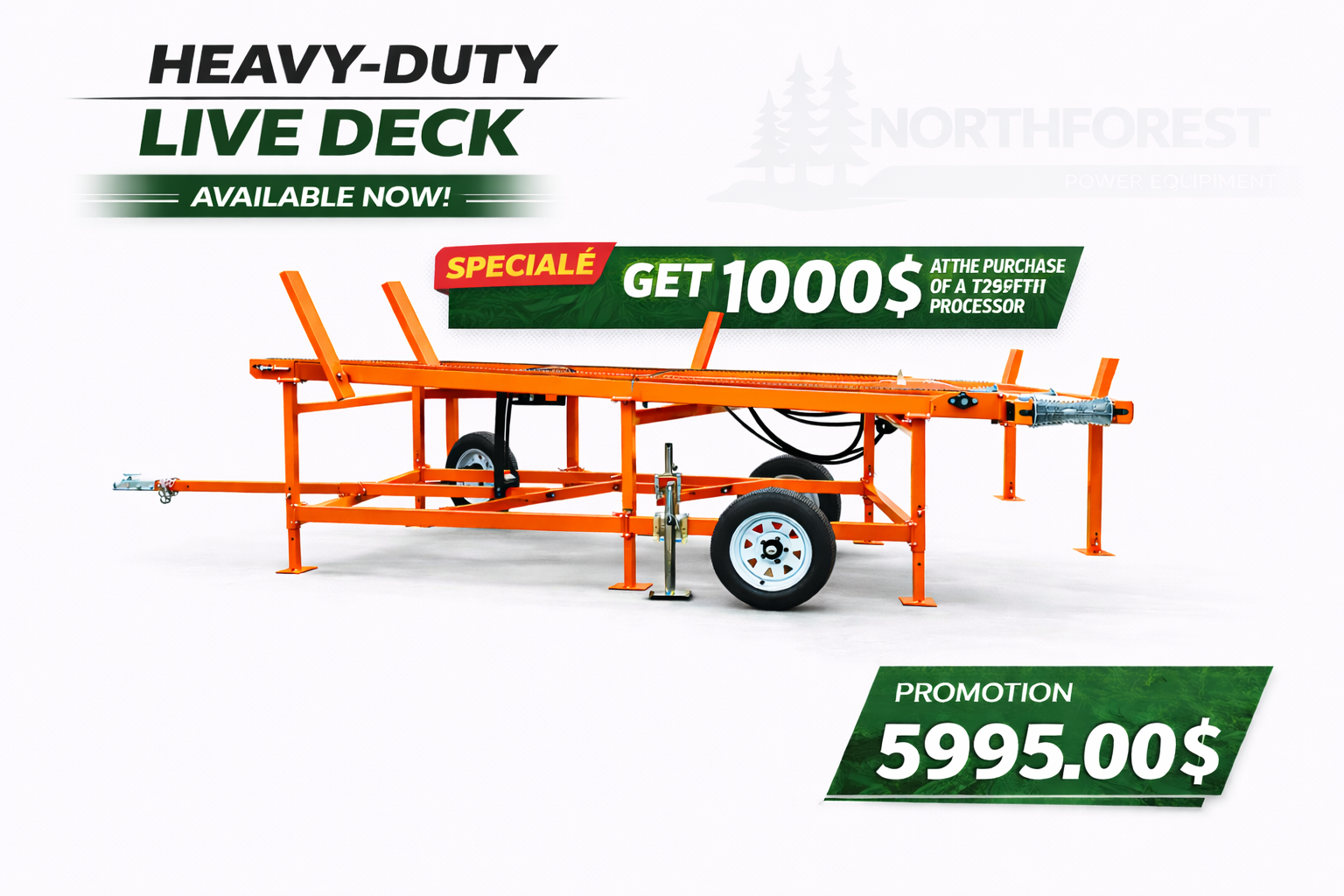north forest live deck promo LOG TABLE with chains