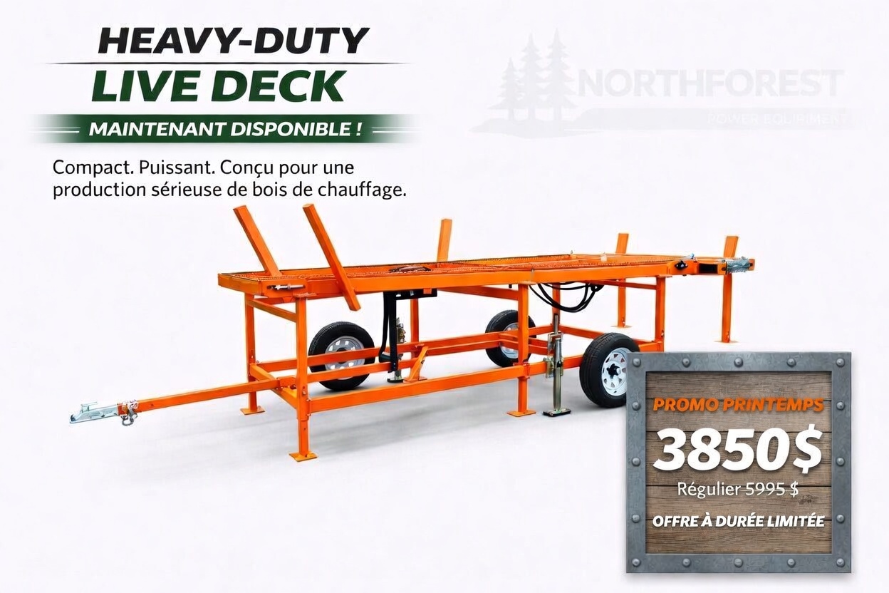 north forest live deck promo LOG TABLE with chains